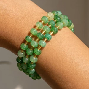 Marbled Stone Stretch Beaded Bracelet