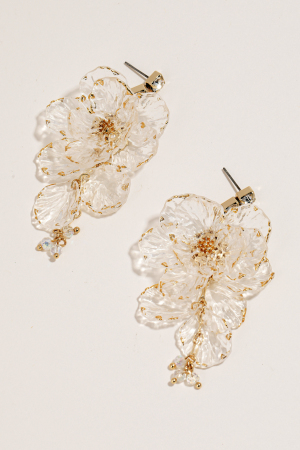 Large Flower Chain Dangle Earrings