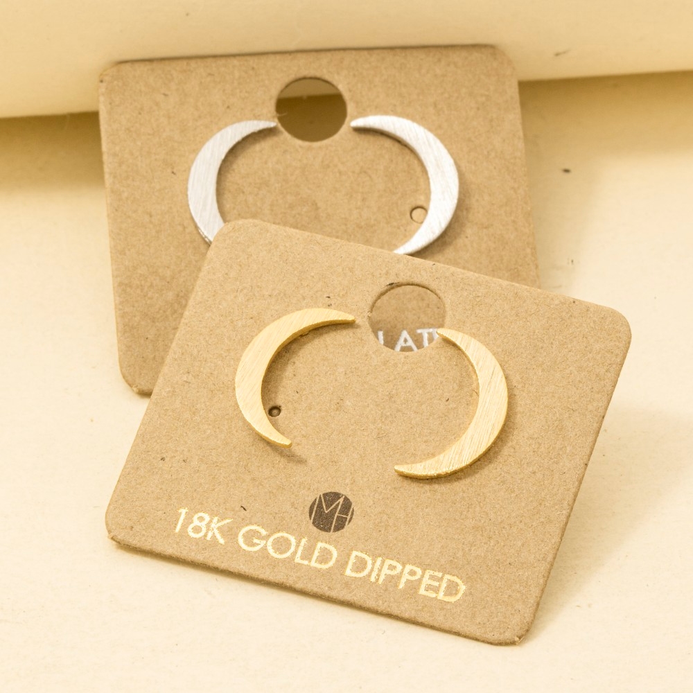 Crescent Moon Post Stud Earrings