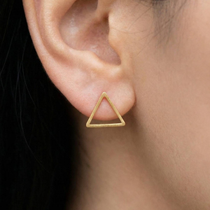 Gold Dipped Triangle Cut Out Stud Earrings