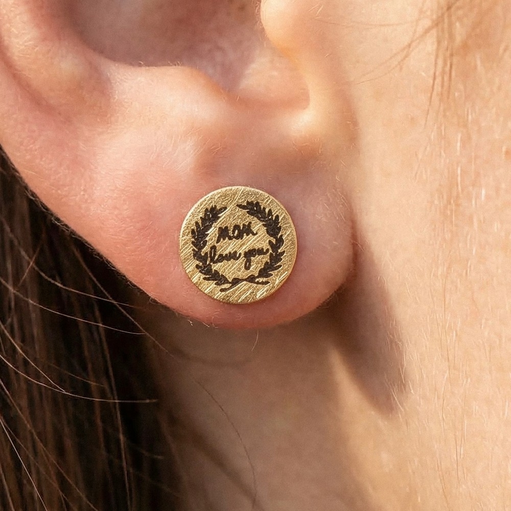 Mom Love You Circle Stud Earrings