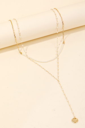 Mini Pearl Beads Layered Lariat Necklace