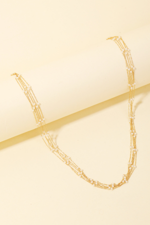 Layered Beaded Station Necklace