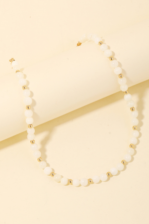 Pearl And Metallic Beaded Necklace