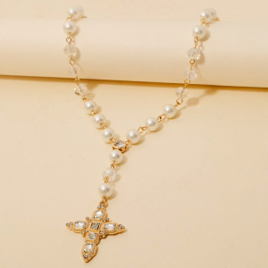 Pearl And Rhinestone Chain Necklace