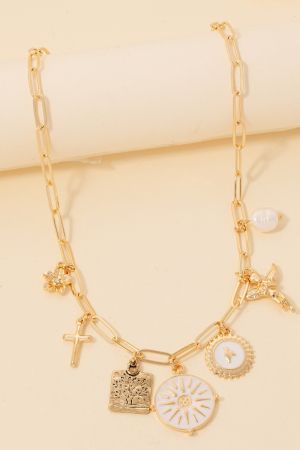 Assorted Charms Oval Chain Necklace