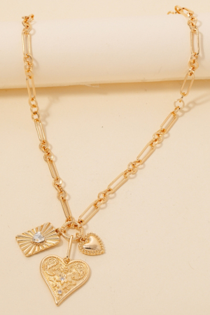 Intricate Heart Charms Chain Necklace