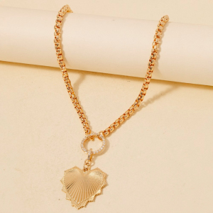 Love Studded Heart And Hoop Pendant Necklace
