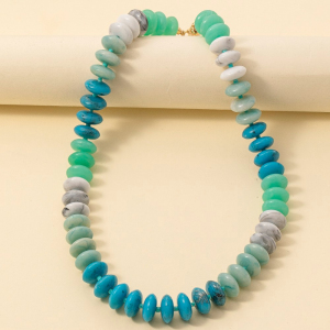 Marble Resin Disc Beaded Necklace