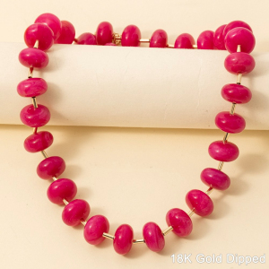 Gold Dipped Bars And Resin Beads Necklace