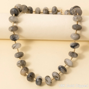 Gold Dipped Bars And Resin Beads Necklace