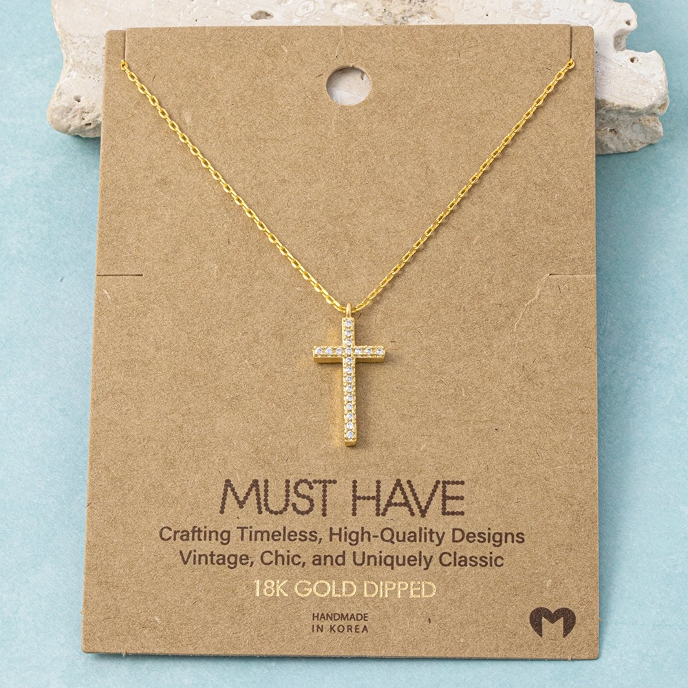 Must Have Pave Cz Cross Pendant Necklace