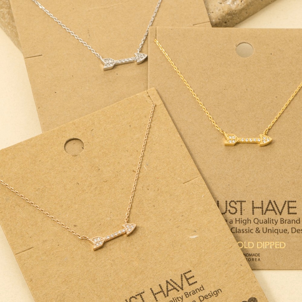 Jewel Trim Arrow Pendant Necklace