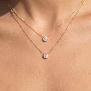 Dainty Layered Cz Flower Pendant Necklace