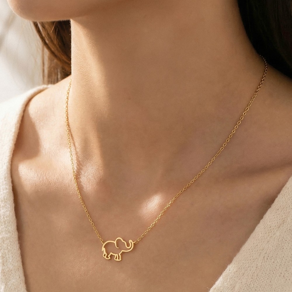 Elephant Cutout Pendant Necklace