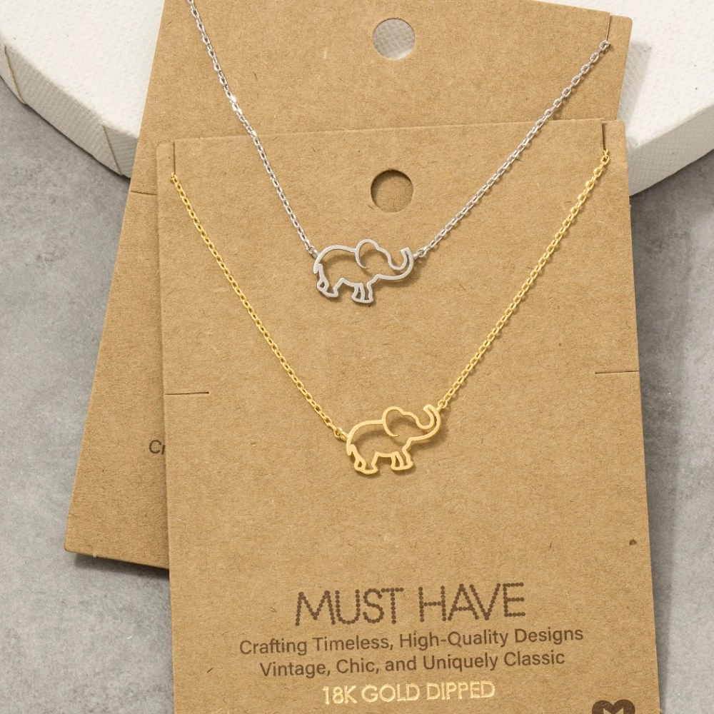 Elephant Cutout Pendant Necklace
