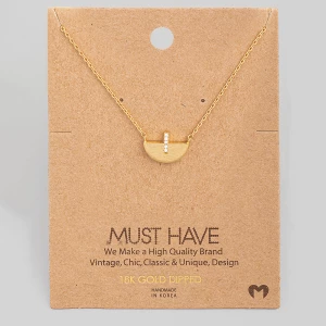 Gold Dipped Dainty Semicircle Pendant Necklace