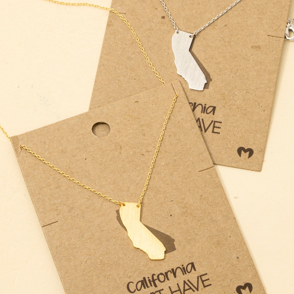 Gold Dipped California State Pendant Necklace