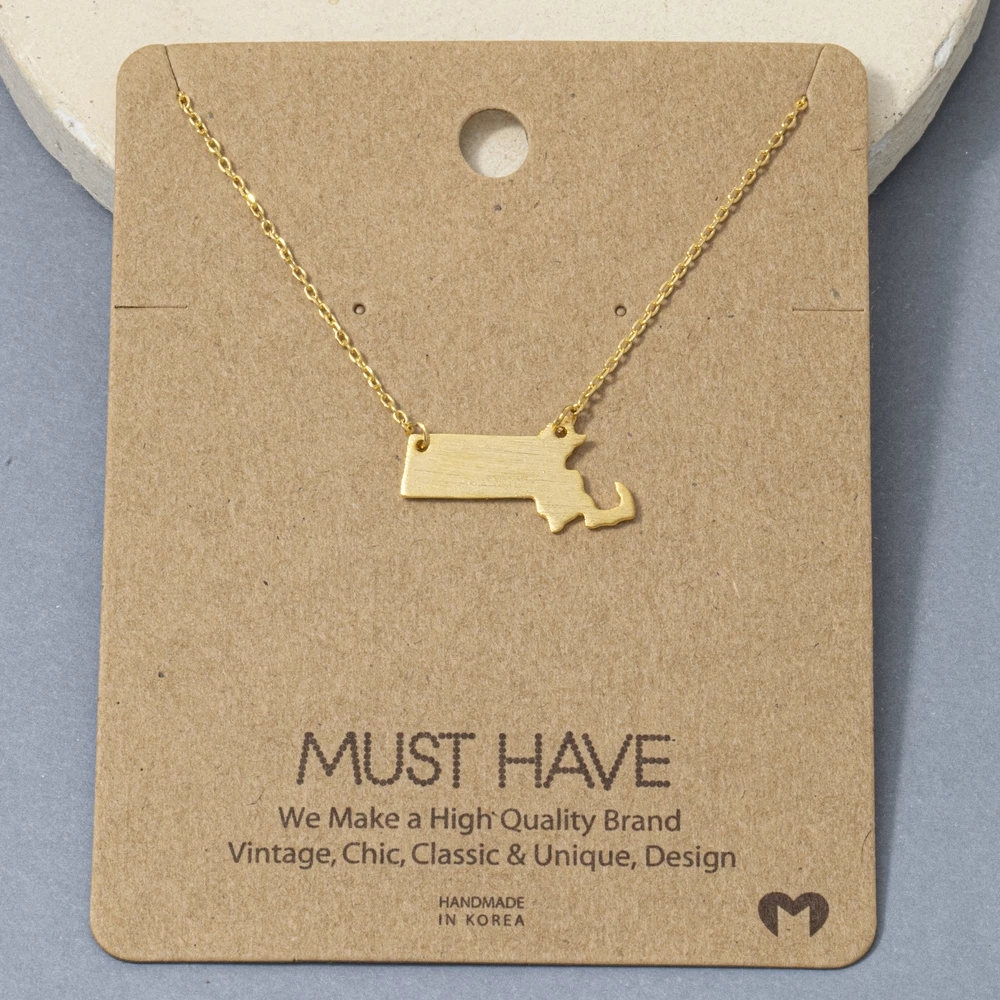 Massachusetts State Map Pendant Necklace