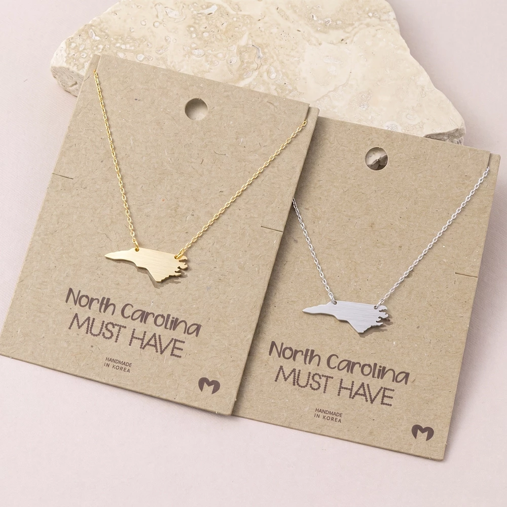 Gold Dipped North Carolina State Pendant Necklace
