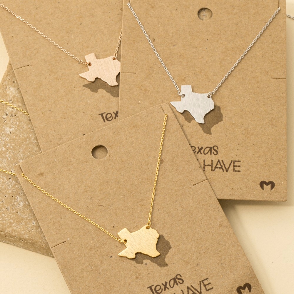 Gold Dipped Texas State Pendant Necklace