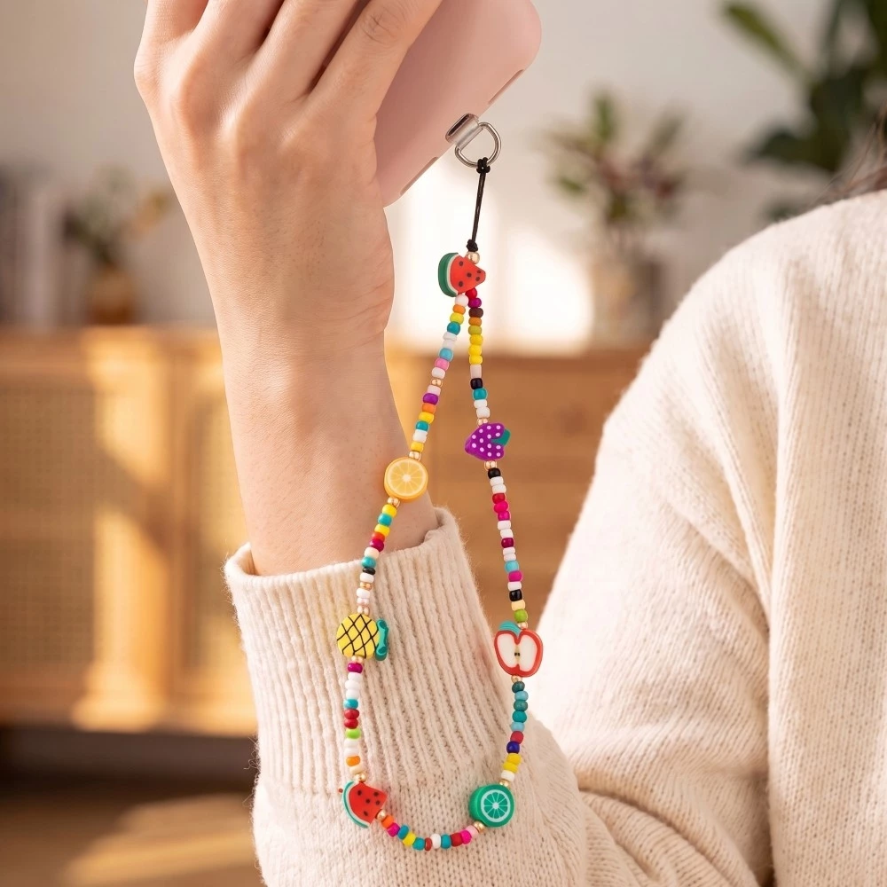 Assorted Bead Fruit Charm Phone Strap