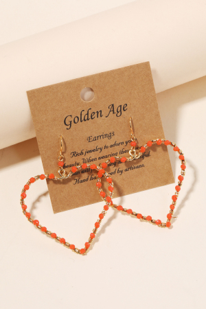 Beaded Heart Cutout Drop Earrings