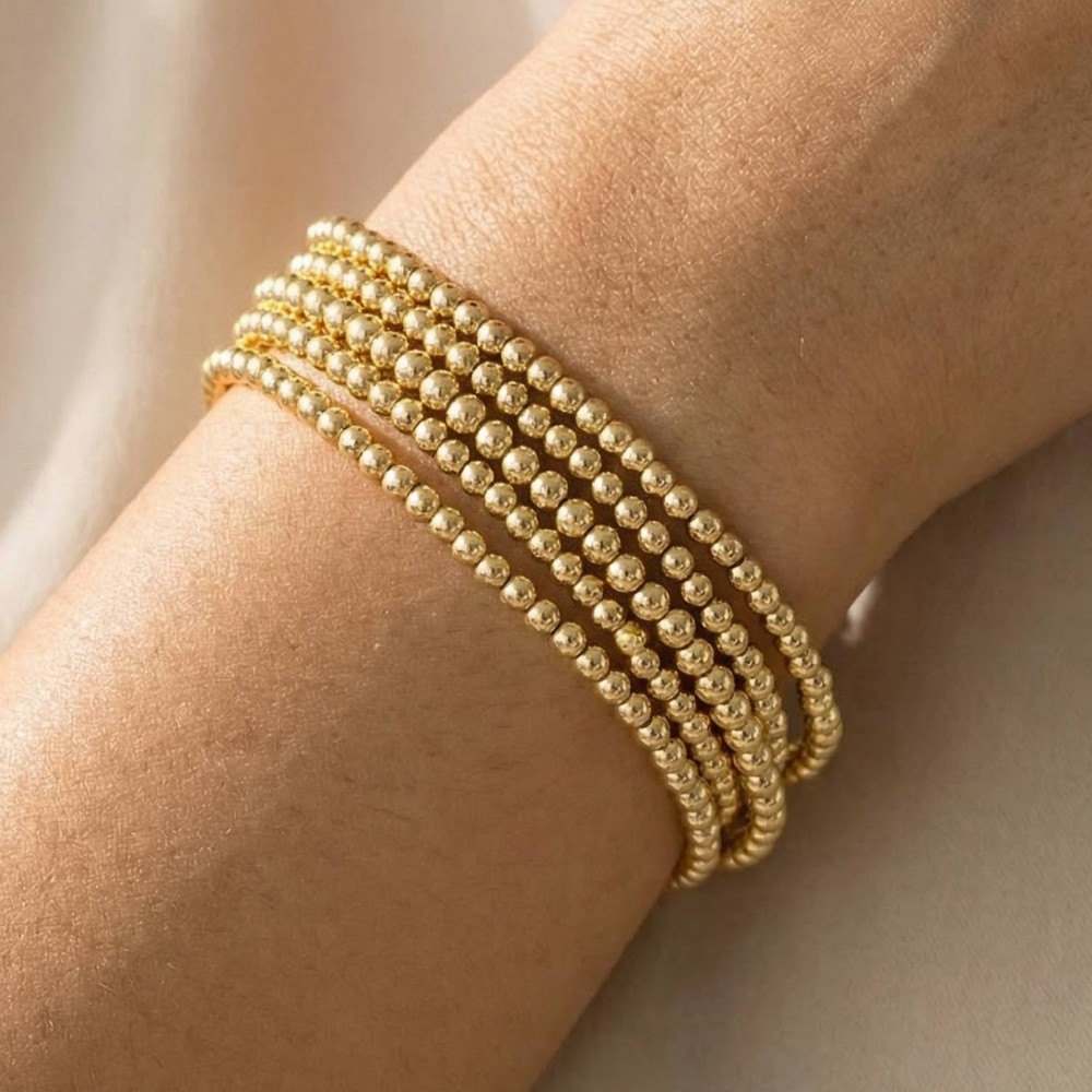 Mini Metallic Beaded Elastic Bracelet Set