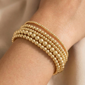 Metallic Beaded Elastic Bracelet Set