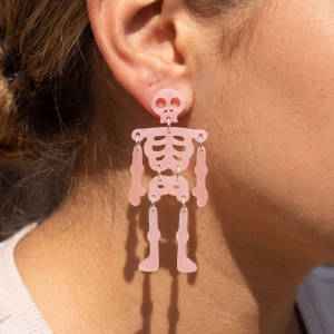 Articulated Acetate Skeleton Halloween Drop Earrings
