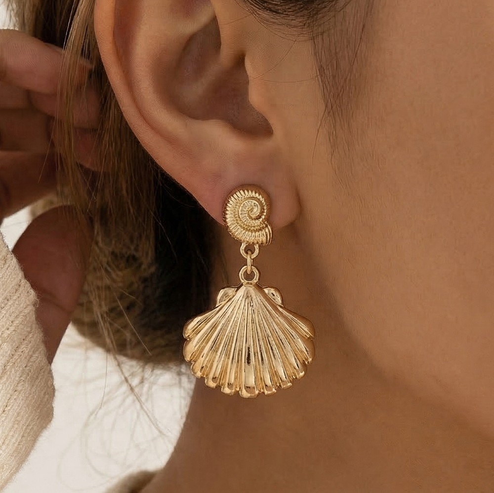 Seashell And Spiral Dangle Earrings