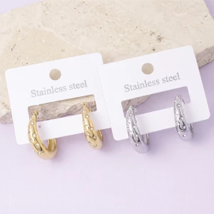 Stainless Steel Moon And Star Hoop Earrings