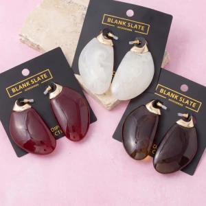 Gold Dipped Freeform Slab Statement Drop Earrings