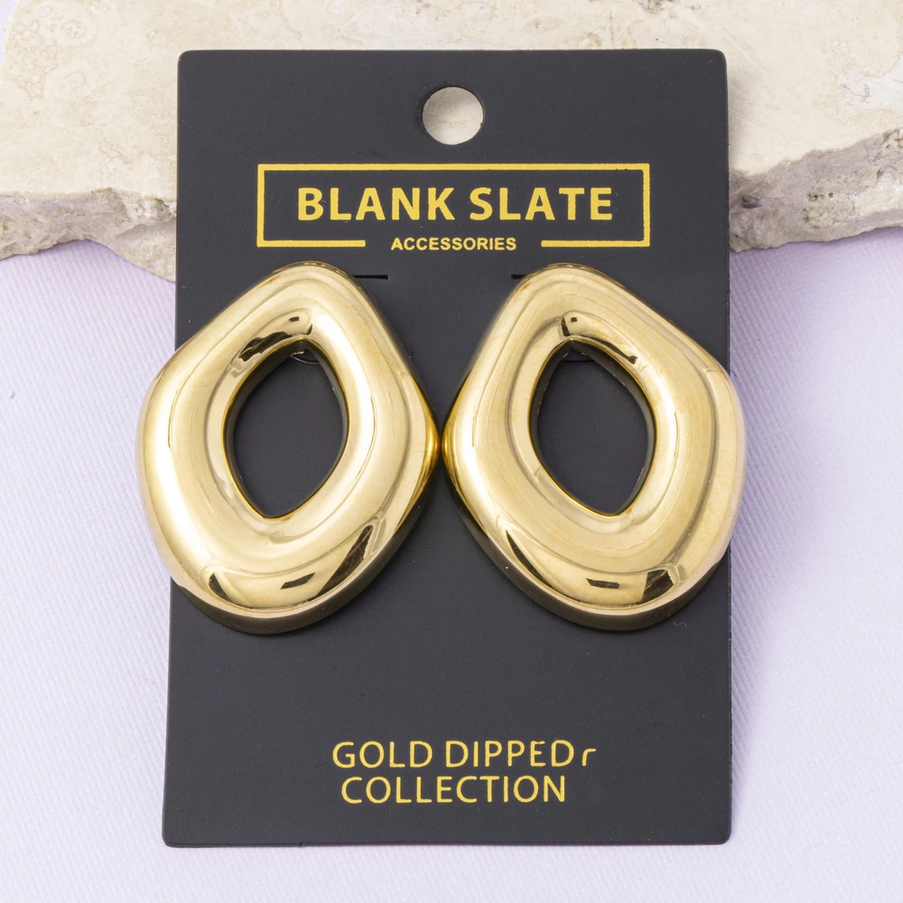 Gold Dipped Chunky Open Oval Drop Earrings