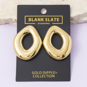 Gold Dipped Chunky Open Oval Drop Earrings