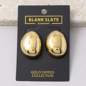 Gold Dipped Polished Egg Dome Stud Earrings