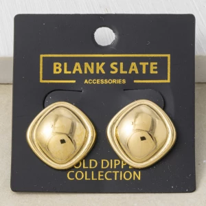 Gold Dipped Puffy Cushion Stud Earrings