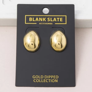 Gold Dipped Puffy Dome Pebble Earrings