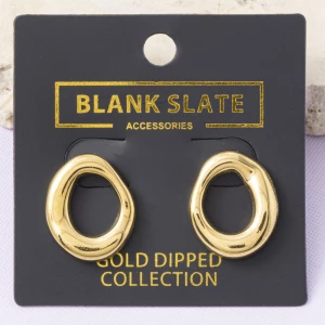 Gold Dipped Open Organic Oval Earrings