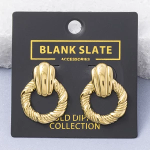 Gold Dipped Rope Twist Door Knocker Earrings