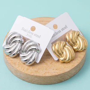 Stainless Steel Swirl Knot Stud Earrings