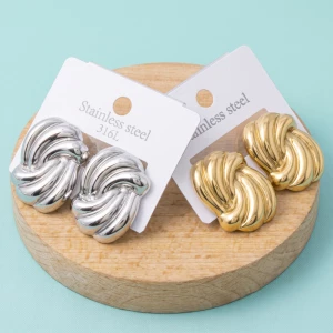 Stainless Steel Swirl Knot Stud Earrings
