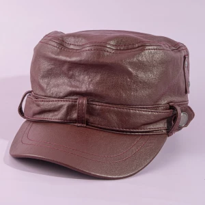 Vegan Leather Cadet Cap With Belt Band