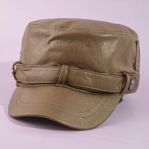 Vegan Leather Cadet Cap With Belt Band