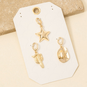 Western Cowboy Hat Star And Cactus Charms