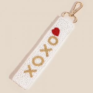 Xoxo Heart Seed Beaded Keychain