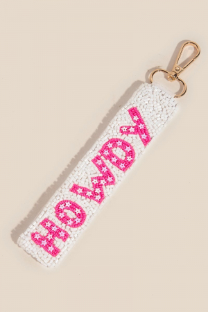 Western Howdy And Stars Beaded Keychain