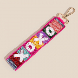 Xoxo Vibrant Stripes Beaded Keychain