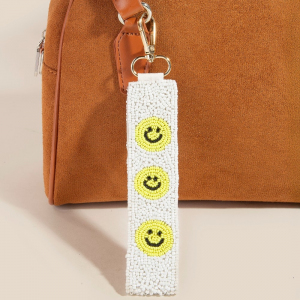 Smiley Face Emoji Beaded Keychain
