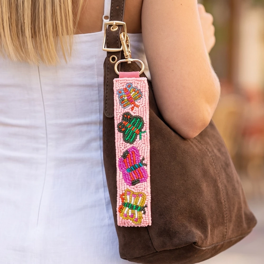 Seed Bead Insect Garden Wristlet Keychain